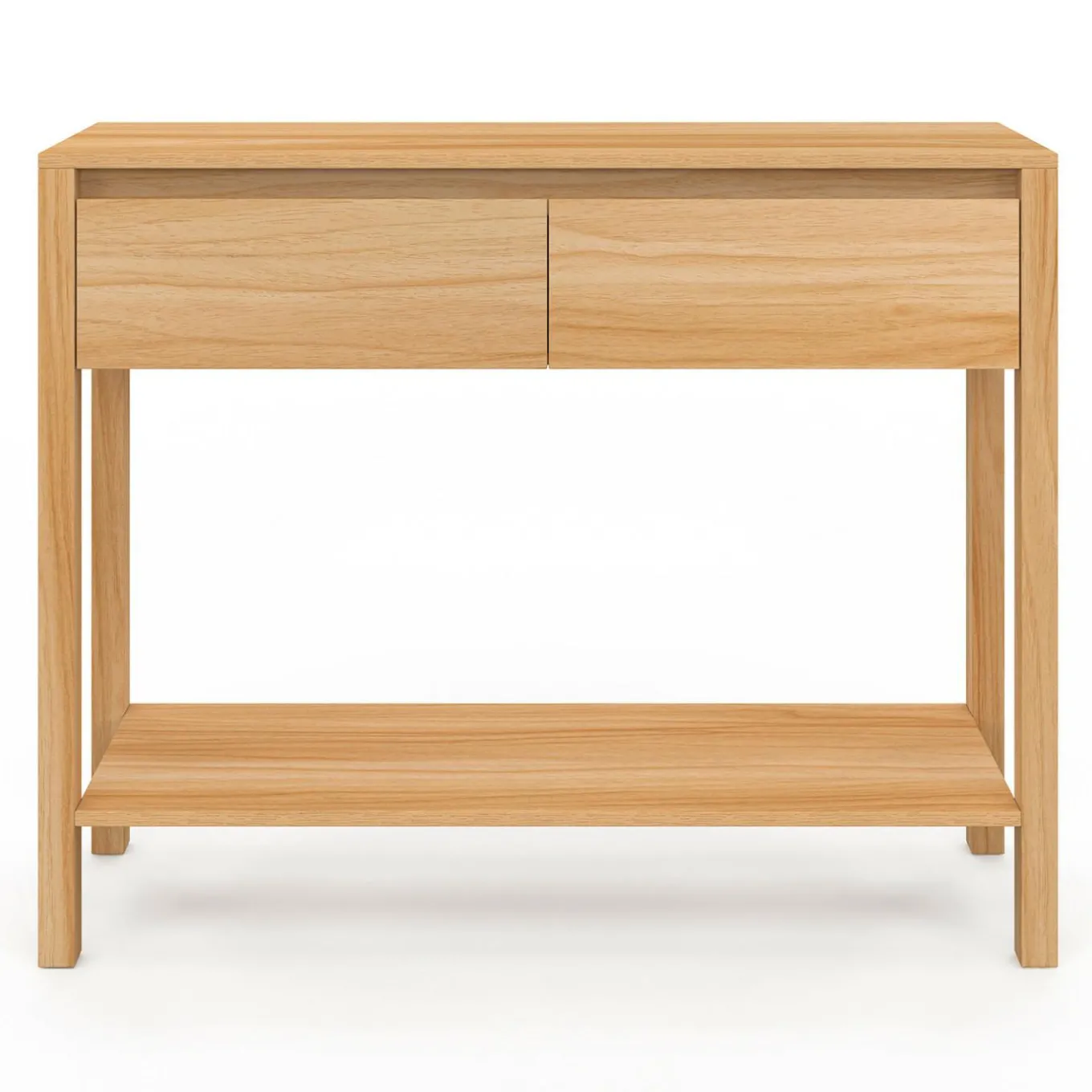 IDMarket Console effet teck 2 tiroirs 1 étagère* Meubles En Bois|Petits Meubles