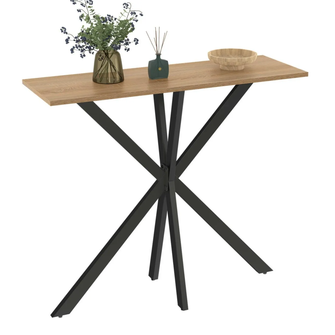 IDMarket Console en bois avec pied araignée métalique noir* Collection Agencement Magasin|Collection Vintage
