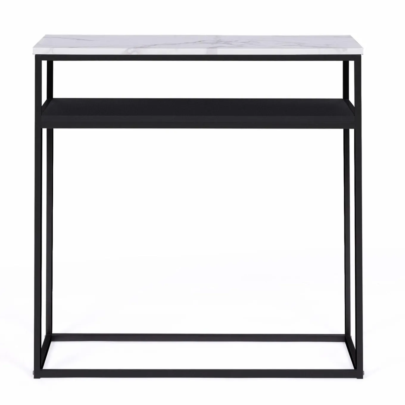 IDMarket Console imitation marbre et bois noir pied métal* Collection Design|Collection Moderne