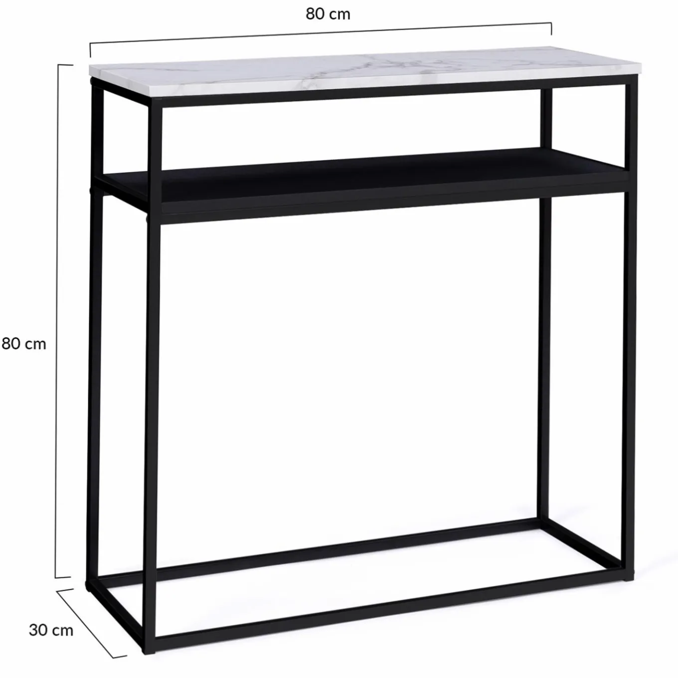 IDMarket Console imitation marbre et bois noir pied métal* Collection Design|Collection Moderne