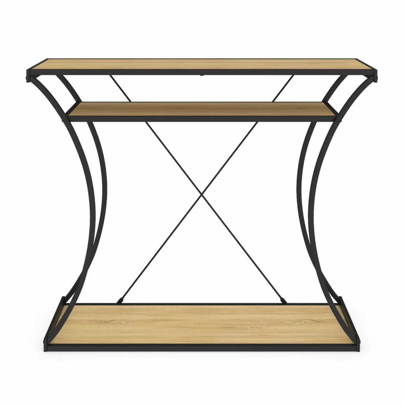IDMarket Console industrielle pieds courbés double étagères* Petits Meubles|Consoles