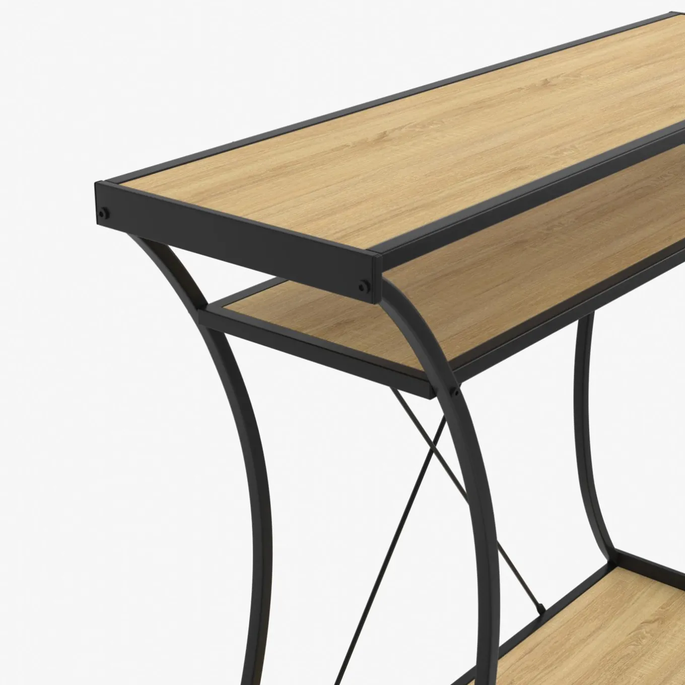 IDMarket Console industrielle pieds courbés double étagères* Petits Meubles|Consoles