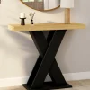 IDMarket Console plateau bois et pied X noir* Consoles|Bureaux Consoles
