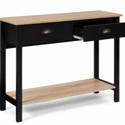 IDMarket Console style campagne chic 2 tiroirs bois et noir* Meubles Tiroirs|Collection Contemporaine