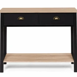 IDMarket Console style campagne chic 2 tiroirs bois et noir* Meubles Tiroirs|Collection Contemporaine