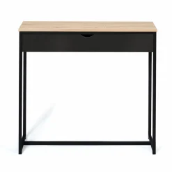 IDMarket Console style industriel bois et métal 90 cm avec tiroir* Meubles Tiroirs|Collection Industrielle