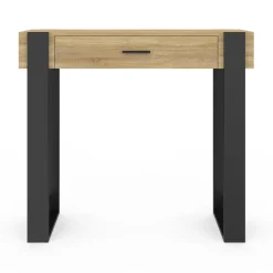 IDMarket Console style moderne bois et noir 90 cm avec tiroir* Meubles Tiroirs|Meubles Bas