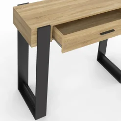 IDMarket Console style moderne bois et noir 90 cm avec tiroir* Meubles Tiroirs|Meubles Bas