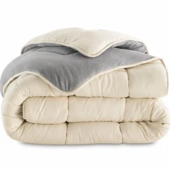 IDMarket Couette bicolore 220x240 gris et crème* Couettes Et Oreillers|Chambre Complète Adulte