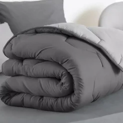 IDMarket Couette bicolore 140x200 gris foncé et gris clair* Couettes Et Oreillers|Chambre Complète Adulte