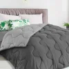 IDMarket Couette bicolore 200x200 gris foncé et gris clair* Couettes Et Oreillers|Chambre Complète Adulte