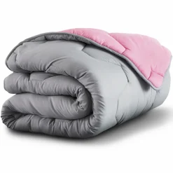 IDMarket Couette bicolore 220x240 rose et grise* Couettes Et Oreillers|Chambre Complète Adulte