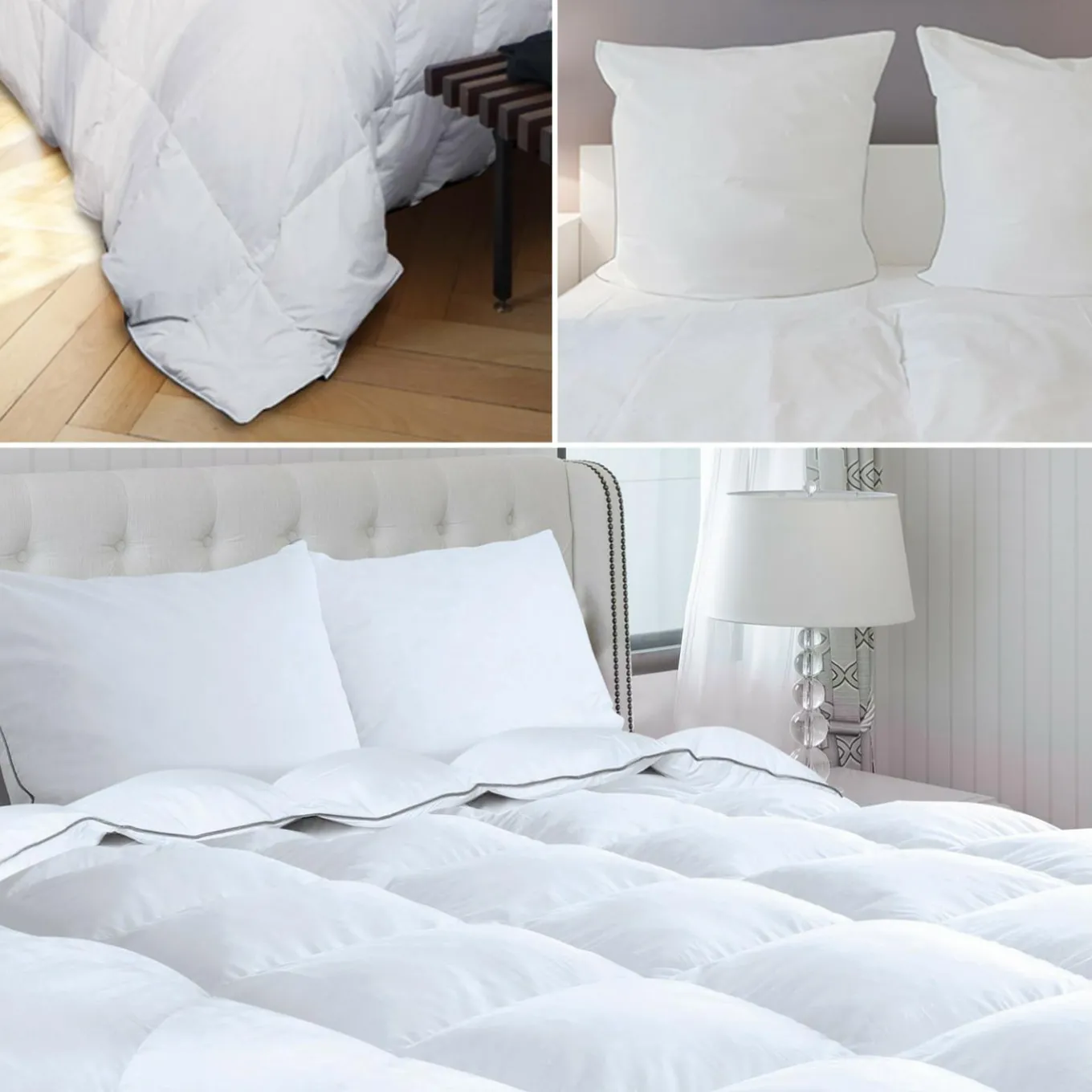 IDMarket Couette 240x260 + 2 oreillers en plume d'oie* Couettes Et Oreillers|Chambre Complète Adulte