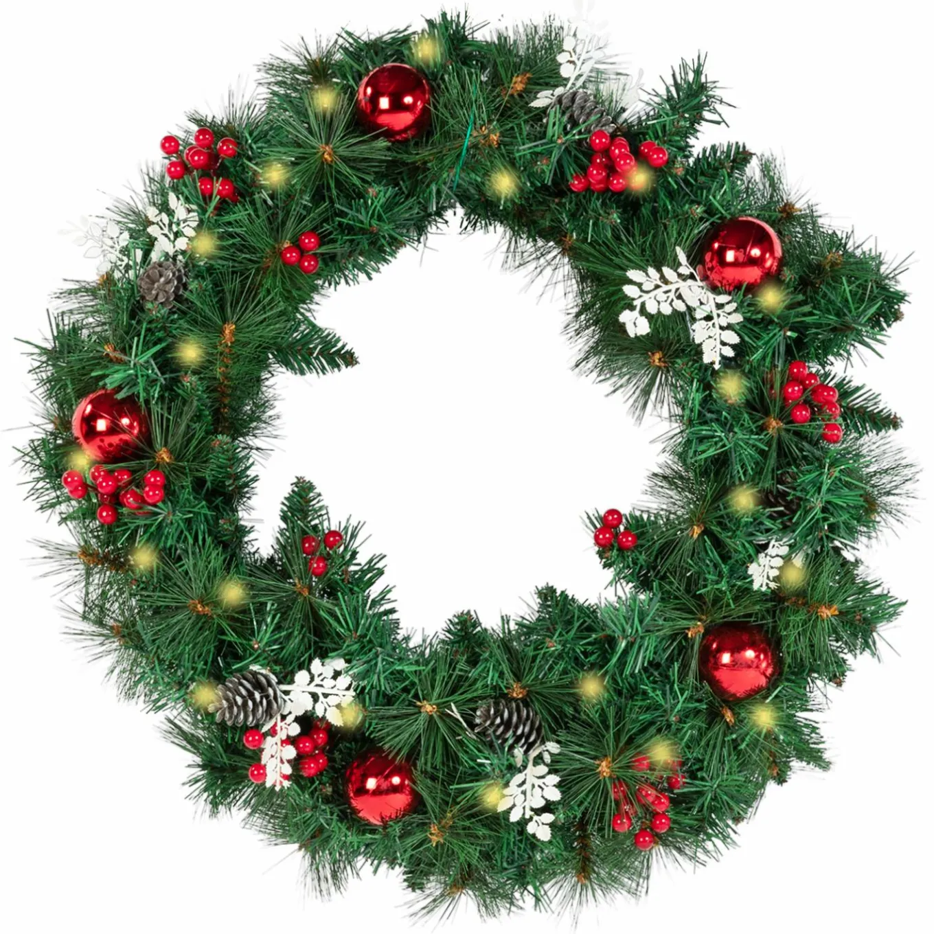 IDMarket Couronne de Noël avec 20 LED blanche* Décoration Et Accessoires|Plantes Artificielles