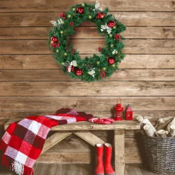 IDMarket Couronne de Noël avec 20 LED blanche* Décoration Et Accessoires|Plantes Artificielles