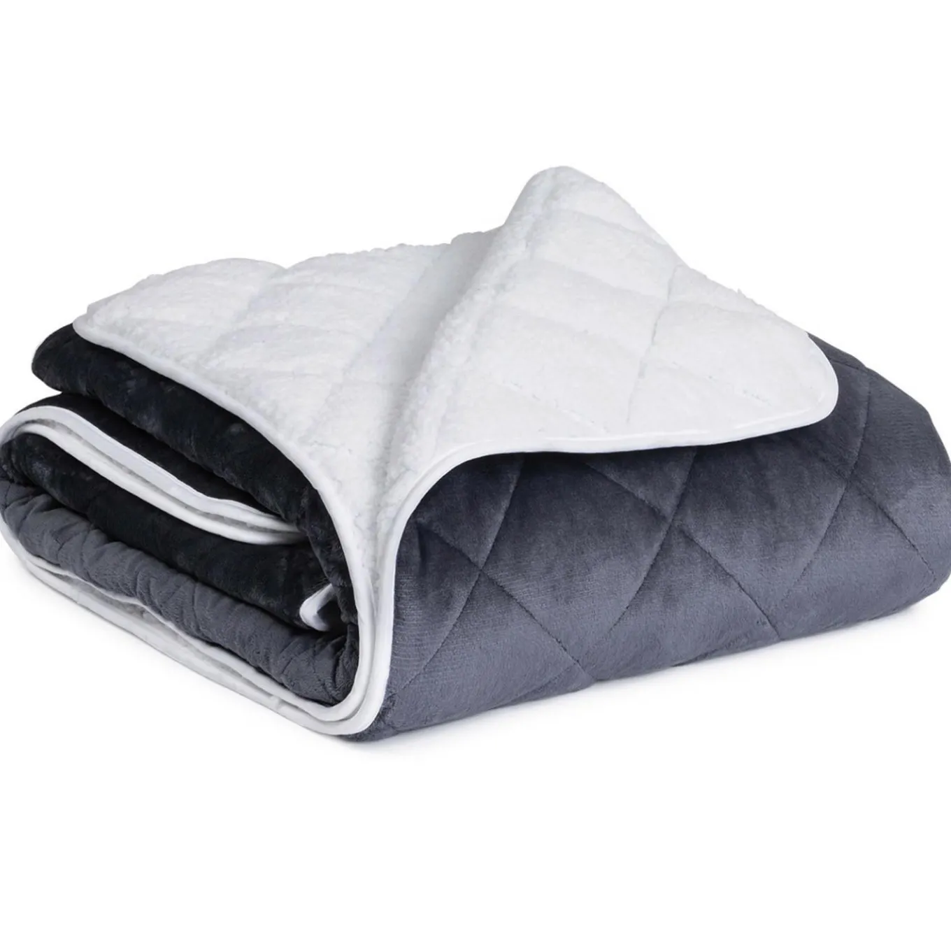 IDMarket Couverture lestée 150x200 cm biface polaire gris et blanc 7 kg* Couettes Et Oreillers