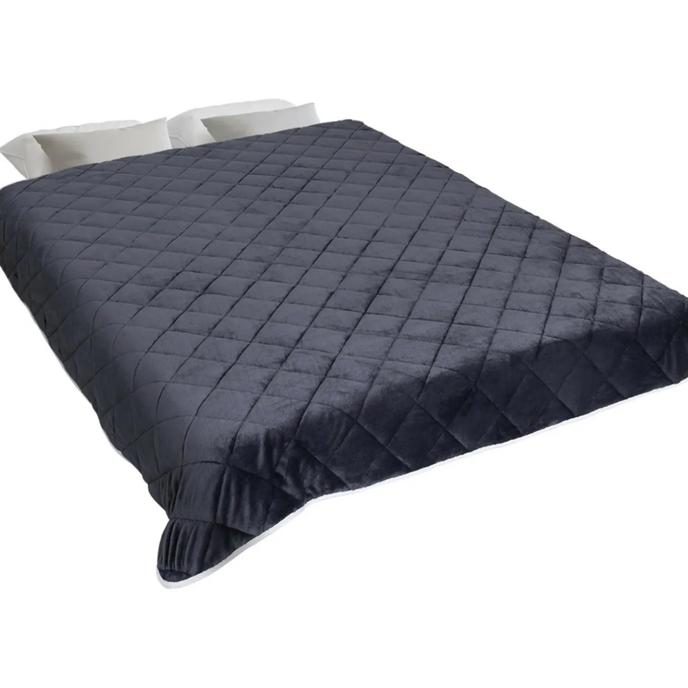 IDMarket Couverture lestée 150x200 cm biface polaire gris et blanc 7 kg* Couettes Et Oreillers