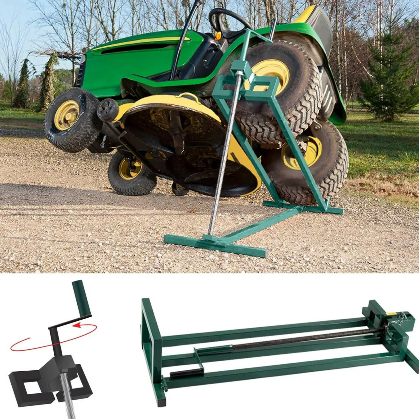 IDMarket Cric lève tracteur tondeuse 400 kg* Entretien Du Jardin Et Accessoires