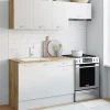 IDMarket Cuisine complète 180 cm avec plan de travail bois et blanc* Meubles Hauts|Meubles Bas