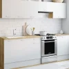 IDMarket Cuisine complète 240 cm avec plan de travail bois et blanc* Meubles Hauts|Meubles Bas