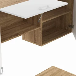 IDMarket Cuisine complète 240 cm avec plan de travail bois et blanc* Meubles Hauts|Meubles Bas