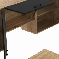 IDMarket Cuisine complète 240 cm avec plan de travail bois et noir* Meubles Hauts|Meubles Bas