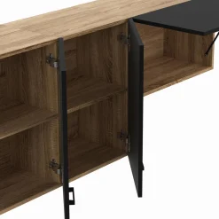 IDMarket Cuisine complète 180 cm avec plan de travail bois et noir* Meubles Hauts|Meubles Bas