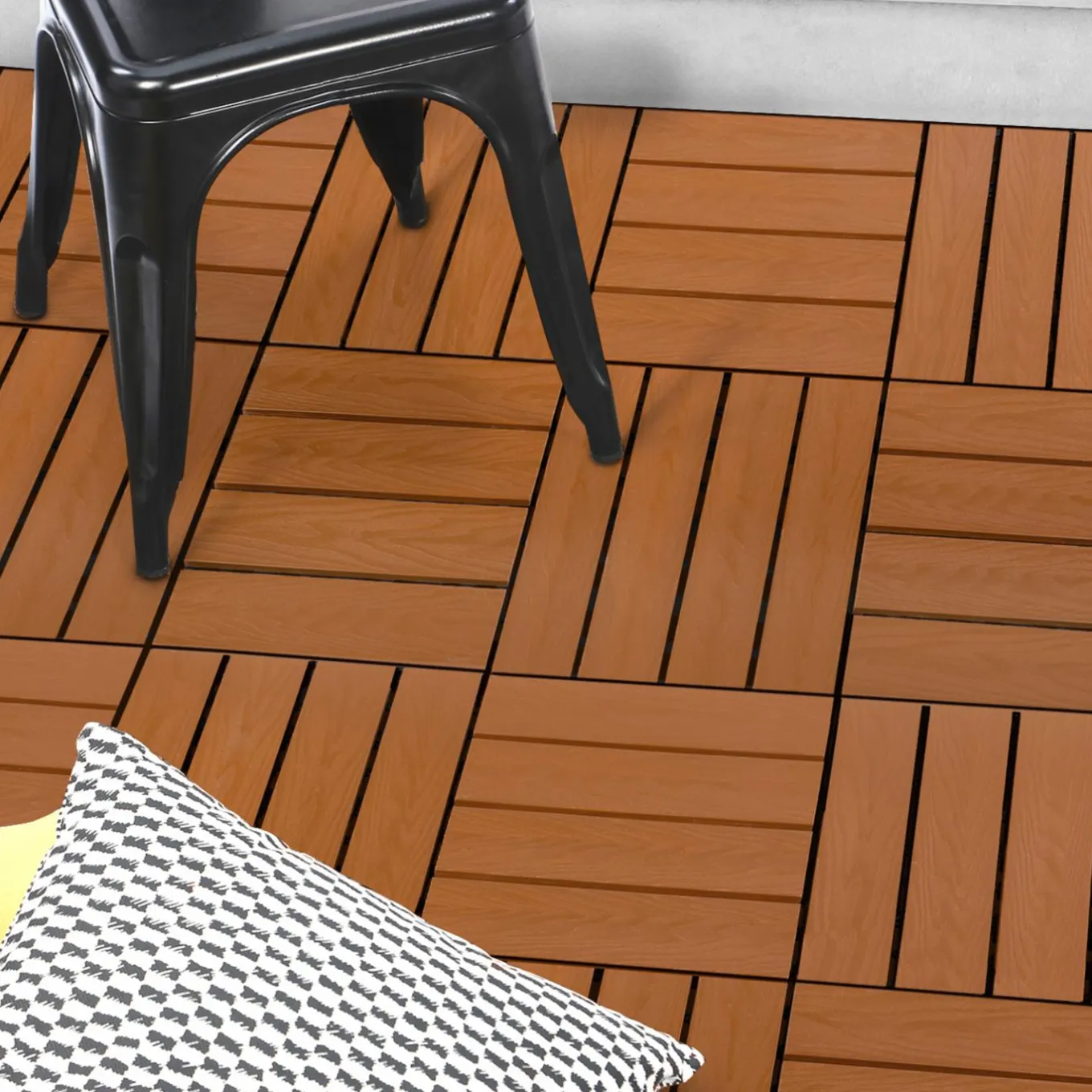 IDMarket Dalles composite clipsables 30x30 CM imitation teck* Revêtement Sol Extérieur