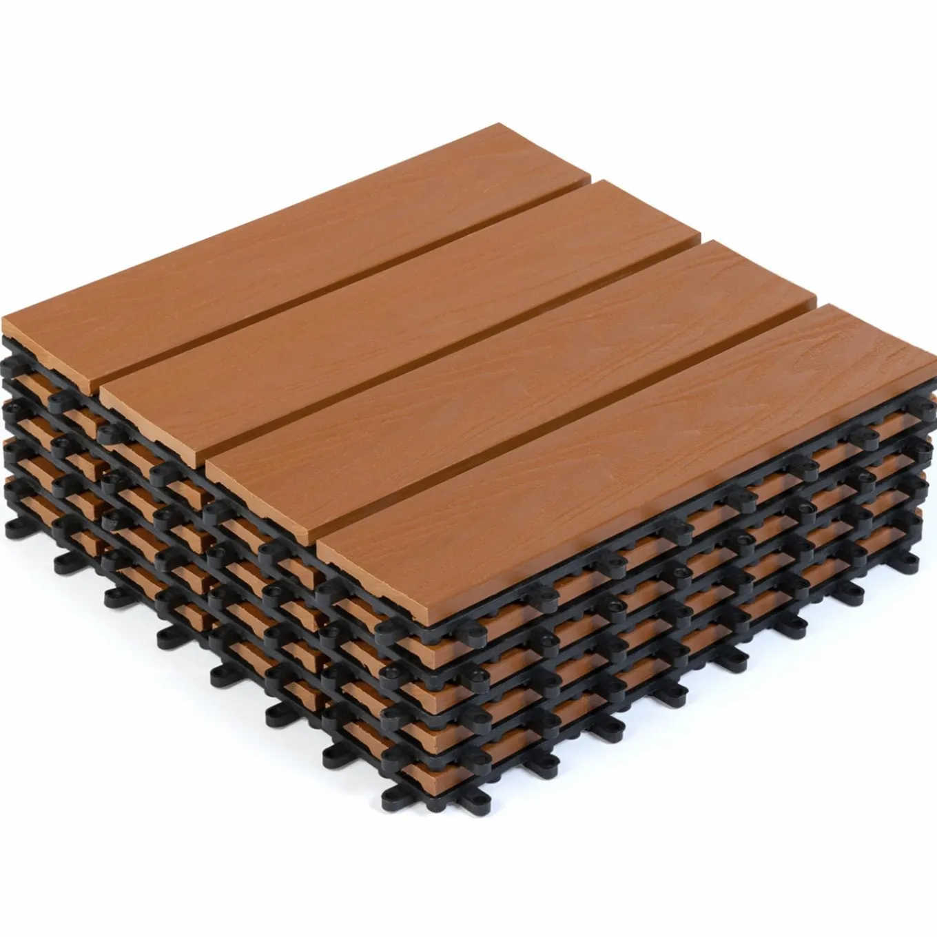 IDMarket Dalles composite clipsables 30x30 CM imitation teck* Revêtement Sol Extérieur