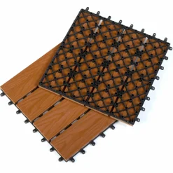IDMarket Dalles composite clipsables 30x30 CM imitation teck* Revêtement Sol Extérieur