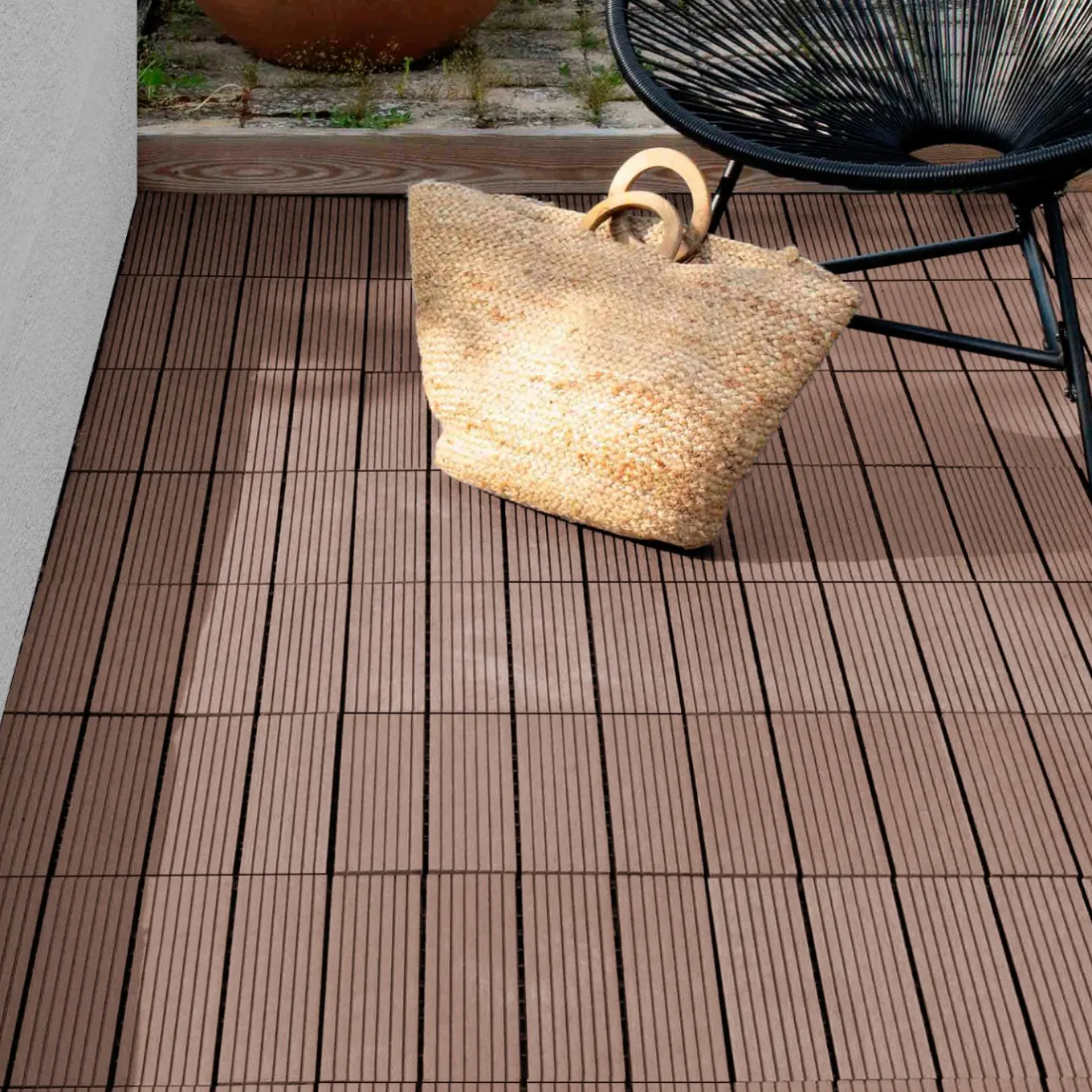 IDMarket Dalles composite clipsables 30x30 cm pour terrasse* Revêtement Sol Extérieur
