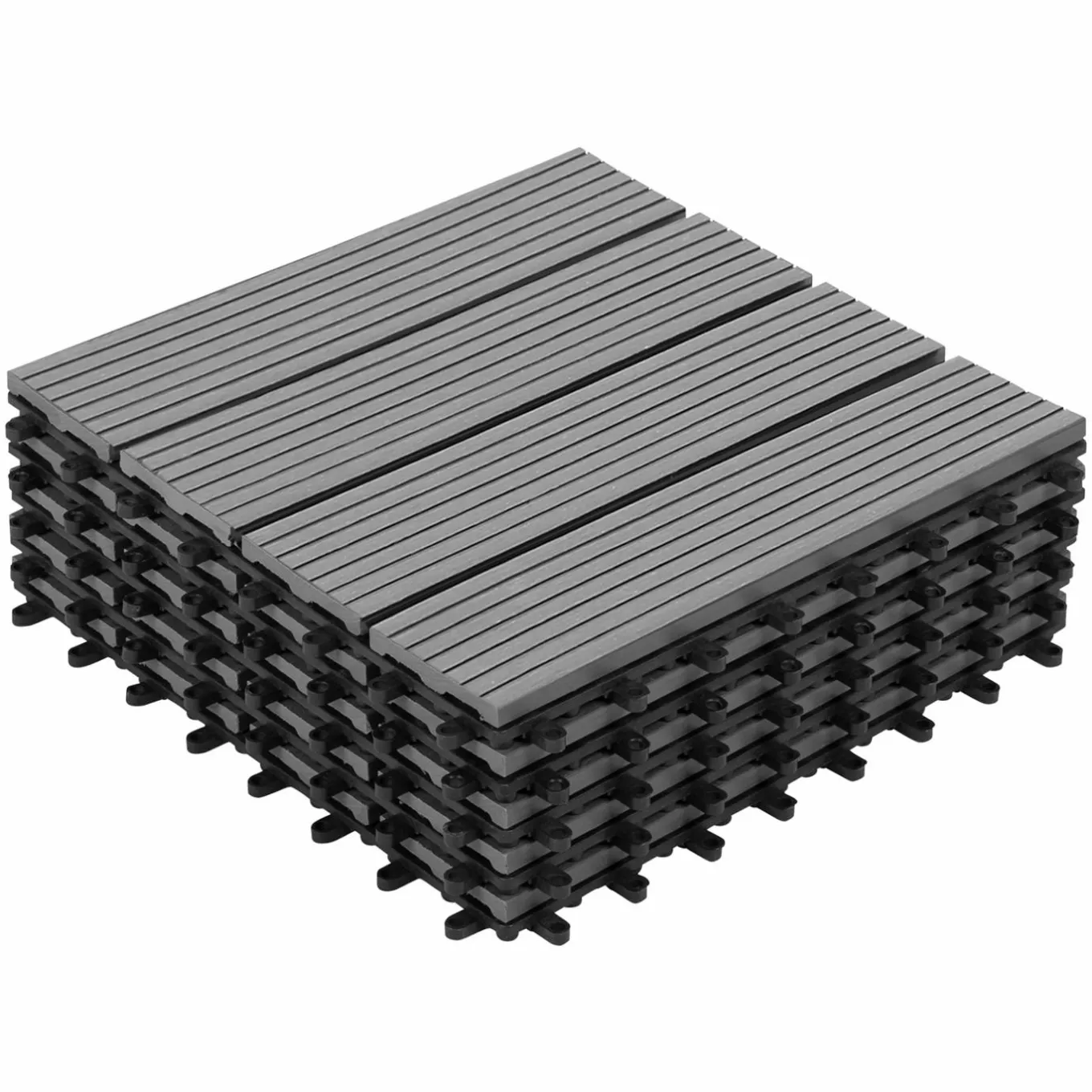 IDMarket Dalles composite clipsables 30x30 CM en bois gris* Revêtement Sol Extérieur
