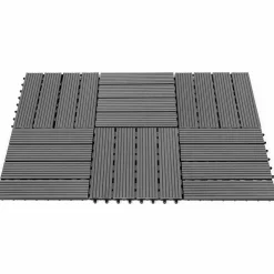 IDMarket Dalles composite clipsables 30x30 CM en bois gris* Revêtement Sol Extérieur