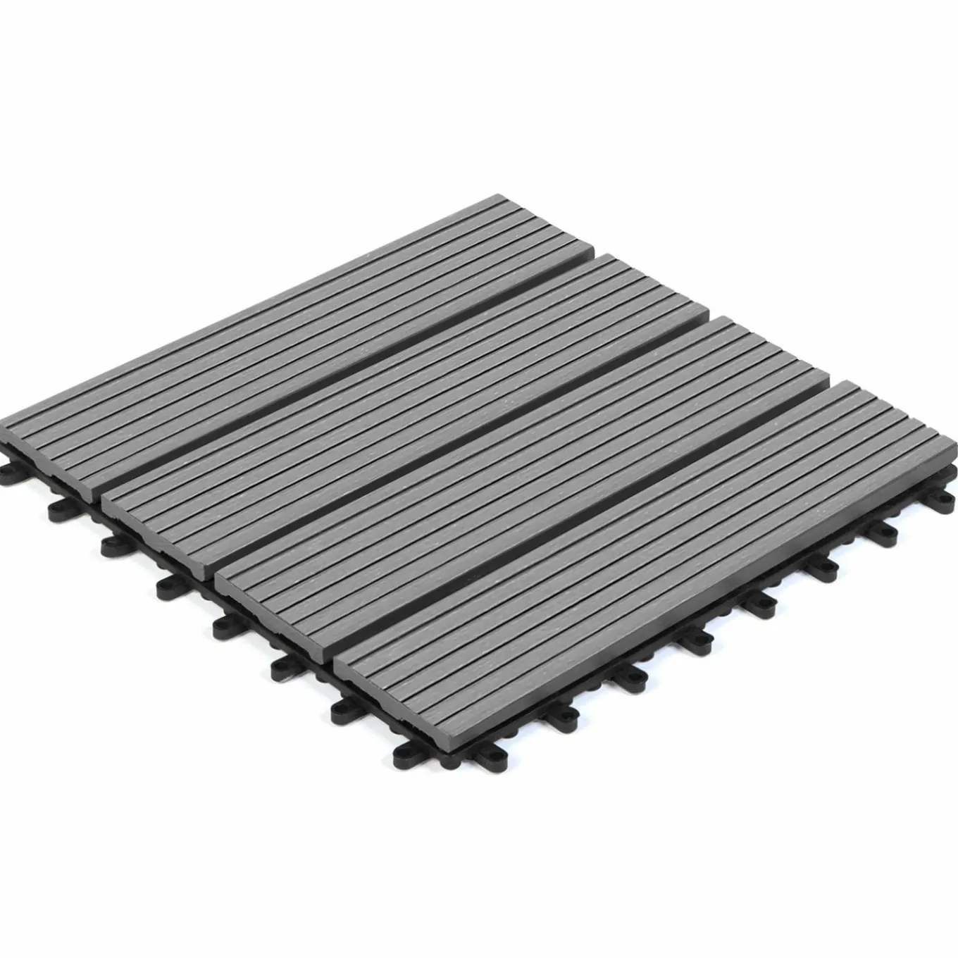 IDMarket Dalles composite clipsables 30x30 CM en bois gris* Revêtement Sol Extérieur