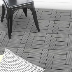 IDMarket Dalles de terrasse mosaïques clipsables bois composite gris 30 x 30 cm* Revêtement Sol Extérieur