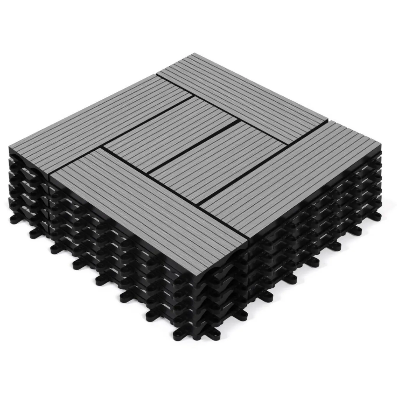 IDMarket Dalles de terrasse mosaïques clipsables bois composite gris 30 x 30 cm* Revêtement Sol Extérieur