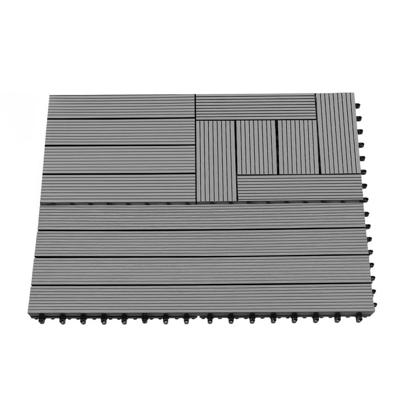 IDMarket Dalles de terrasse mosaïques clipsables bois composite gris 30 x 30 cm* Revêtement Sol Extérieur