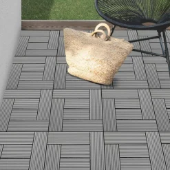 IDMarket Dalles de terrasse mosaïques clipsables bois composite gris 30 x 30 cm* Revêtement Sol Extérieur