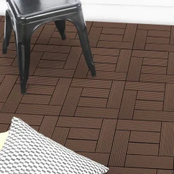 IDMarket Dalles de terrasse mosaïques clipsables bois composite taupe 30 x 30 cm* Revêtement Sol Extérieur