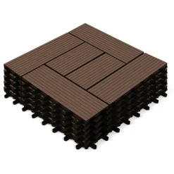 IDMarket Dalles de terrasse mosaïques clipsables bois composite taupe 30 x 30 cm* Revêtement Sol Extérieur