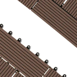 IDMarket Dalles de terrasse mosaïques clipsables bois composite taupe 30 x 30 cm* Revêtement Sol Extérieur