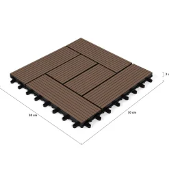 IDMarket Dalles de terrasse mosaïques clipsables bois composite taupe 30 x 30 cm* Revêtement Sol Extérieur