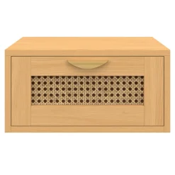 IDMarket de 2 tables de chevet murables 1 tiroir étagère suspendue cannage et bois* Collection Cannage|Chambre Complète Adulte