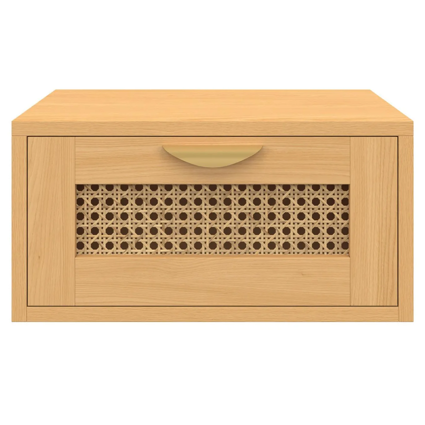 IDMarket de 2 tables de chevet murables 1 tiroir étagère suspendue cannage et bois* Collection Cannage|Chambre Complète Adulte