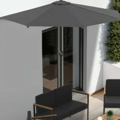 IDMarket Demi parasol de balcon plage CORTE gris 2,7x1,35 M avec housse* Parasols