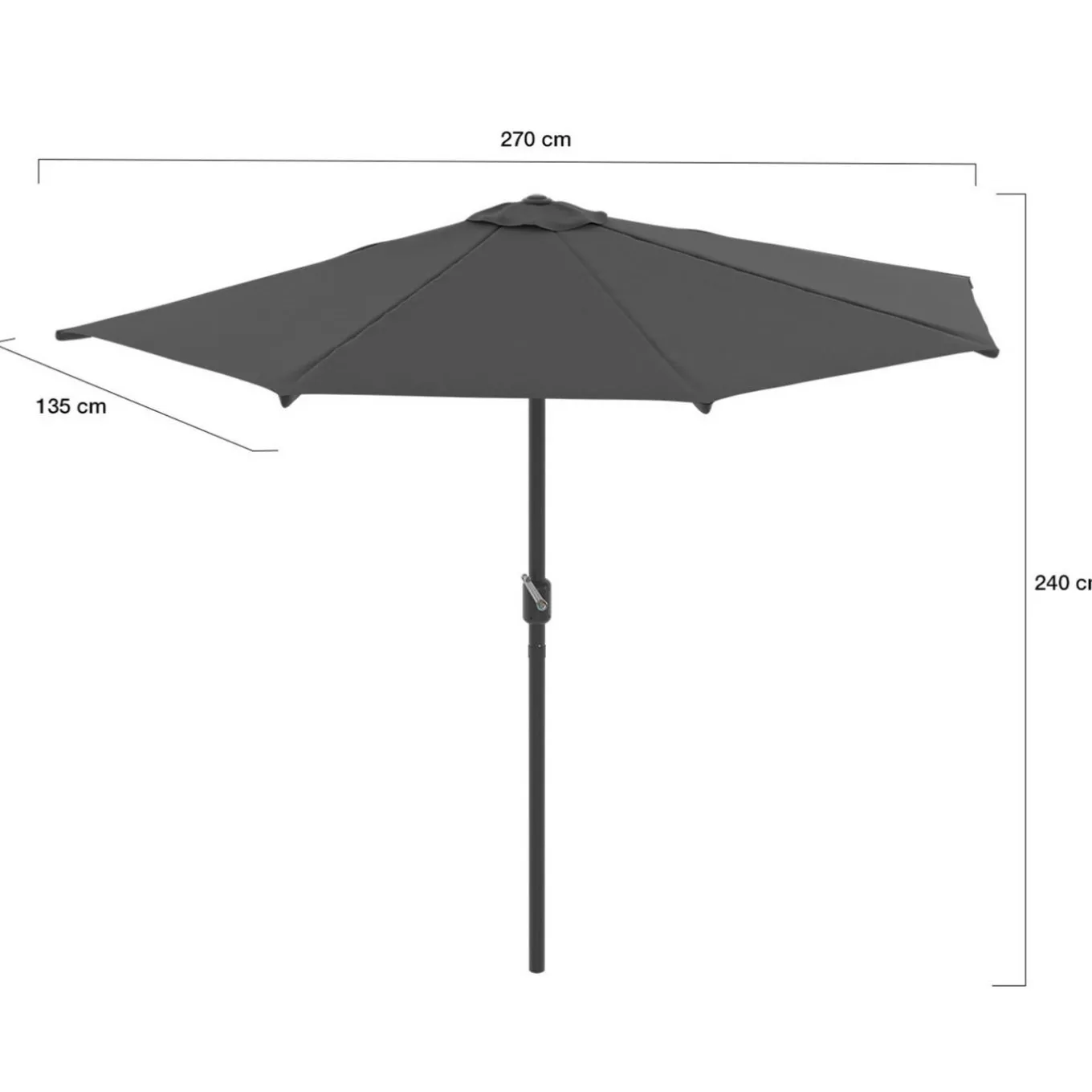 IDMarket Demi parasol de balcon plage CORTE gris 2,7x1,35 M avec housse* Parasols