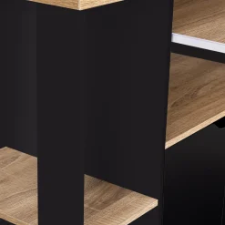 IDMarket Desserte à roulettes bois noir et plateaux façon hêtre 76 cm* Petits Meubles|Meubles De Cuisine Avec Plan De Travail