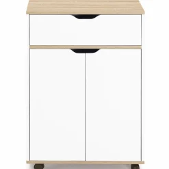 IDMarket Desserte de cuisine bois blanc avec 1 grand placard + 1 tiroir* Meubles De Cuisine Avec Plan De Travail|Dessertes Et Éléments De Cuisine