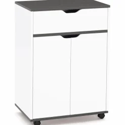 IDMarket Desserte de cuisine bois blanc et plateaux gris* Meubles De Cuisine Avec Plan De Travail|Dessertes Et Éléments De Cuisine