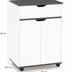 IDMarket Desserte de cuisine bois blanc et plateaux gris* Meubles De Cuisine Avec Plan De Travail|Dessertes Et Éléments De Cuisine